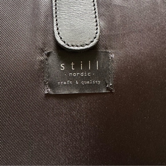 Still Nordic Jalen Large Canvas/Leather Backpack Laptop Bag in Black Unisex - Picture 13 of 15